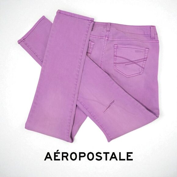 Aeropostale Women's Jeans Pink Lilac Size 3/4 Bayla Skinny - Picture 5 of 5